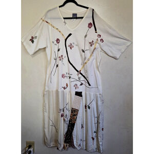 Staley Gretzinger Dress 1X Art To Wear Lagenlook Artsy Floral Oversize Drop Wais